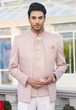 Load image into Gallery viewer, Pink Art Silk Jodhpuri Suit
