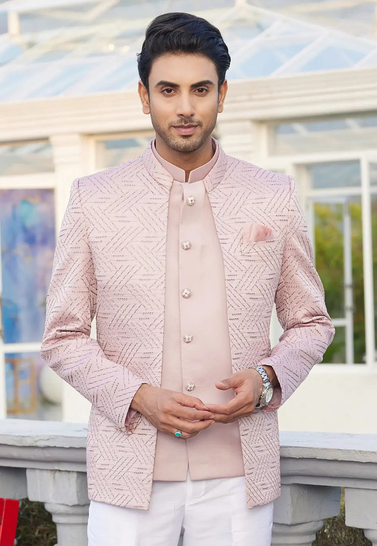 Pink Art Silk Jodhpuri Suit