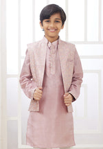 Load image into Gallery viewer, Pink Art Silk Kids Kurta Pajama With Jacket
