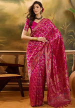Load image into Gallery viewer, Pink Banarasi Jacquard Saree
