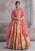 Load image into Gallery viewer, Pink Banarasi Silk Circular Lehenga Choli
