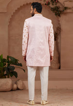 Load image into Gallery viewer, Pink Banarasi Silk Indo Western Sherwani
