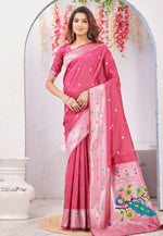 Load image into Gallery viewer, Pink Banarasi Silk Paithani Saree