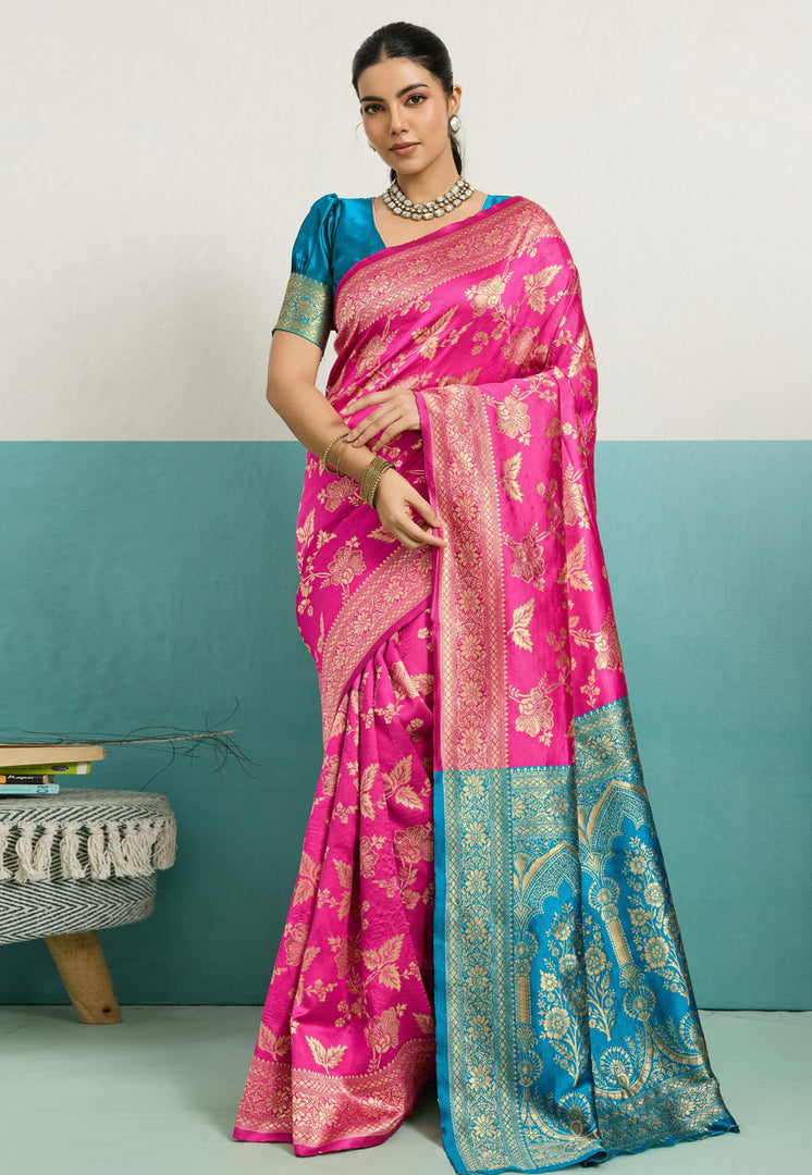 Pink Banarasi Silk Saree
