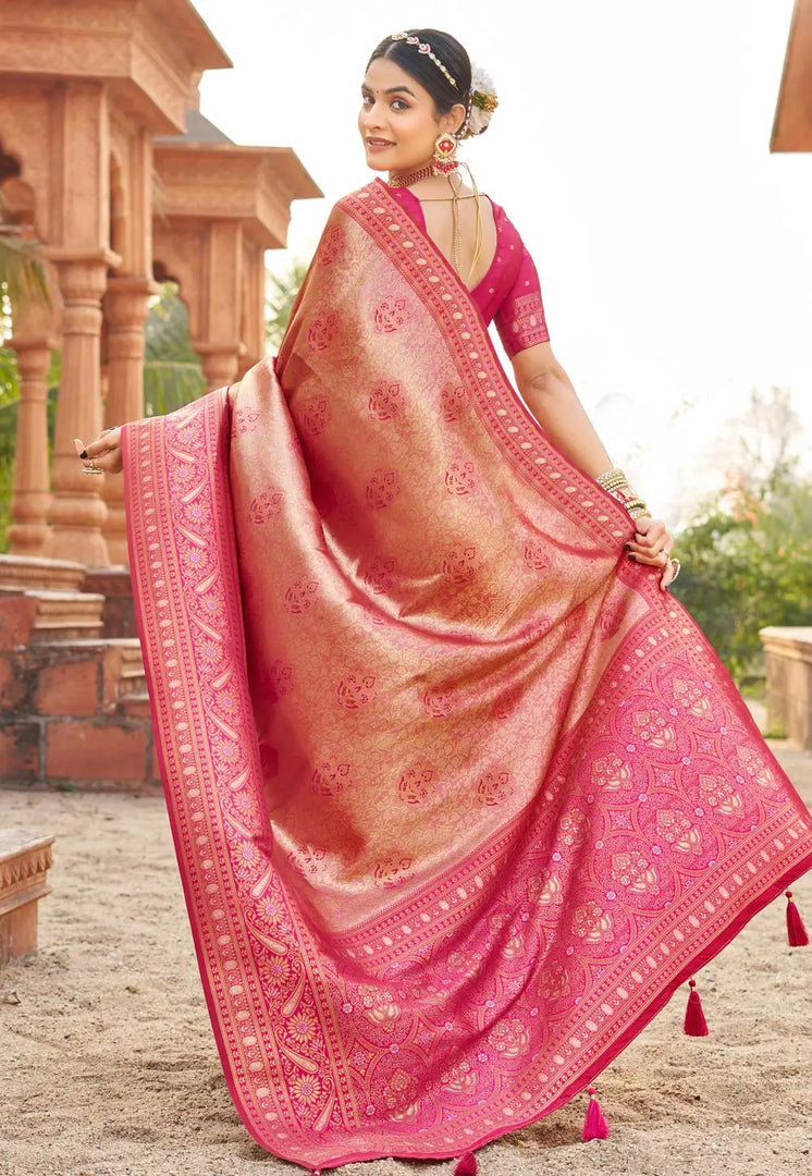 Pink Banarasi Silk Saree
