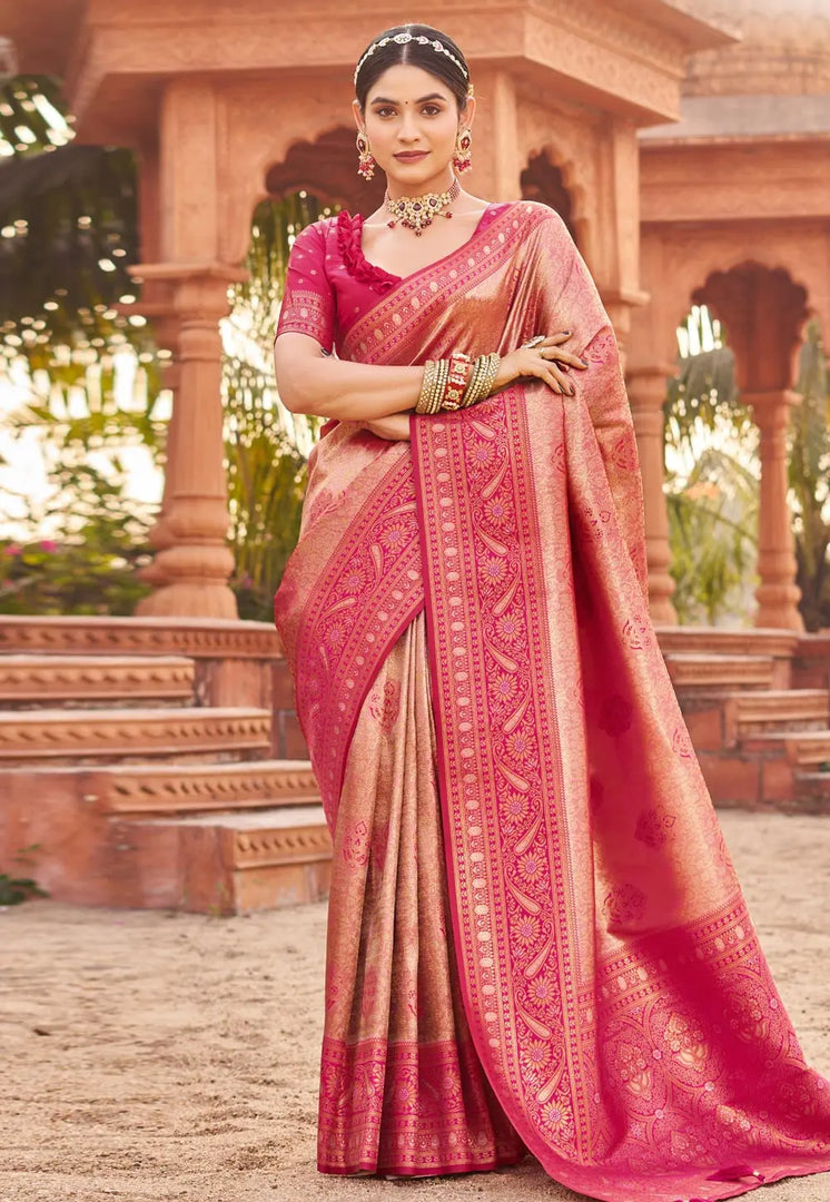 Pink Banarasi Silk Saree