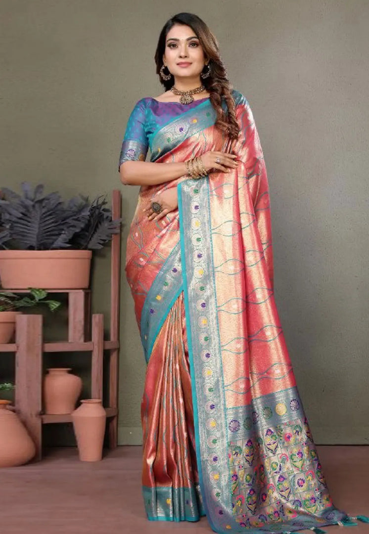 Pink Banarasi Silk Saree