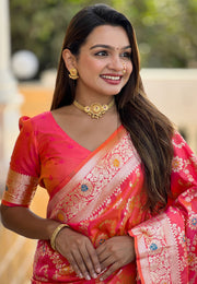 Pink Banarasi Silk Saree