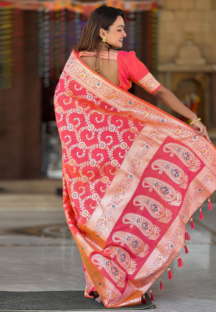 Pink Banarasi Silk Saree
