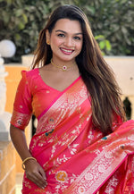 Load image into Gallery viewer, Pink Banarasi Silk Saree
