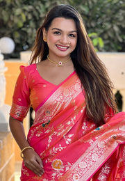 Pink Banarasi Silk Saree