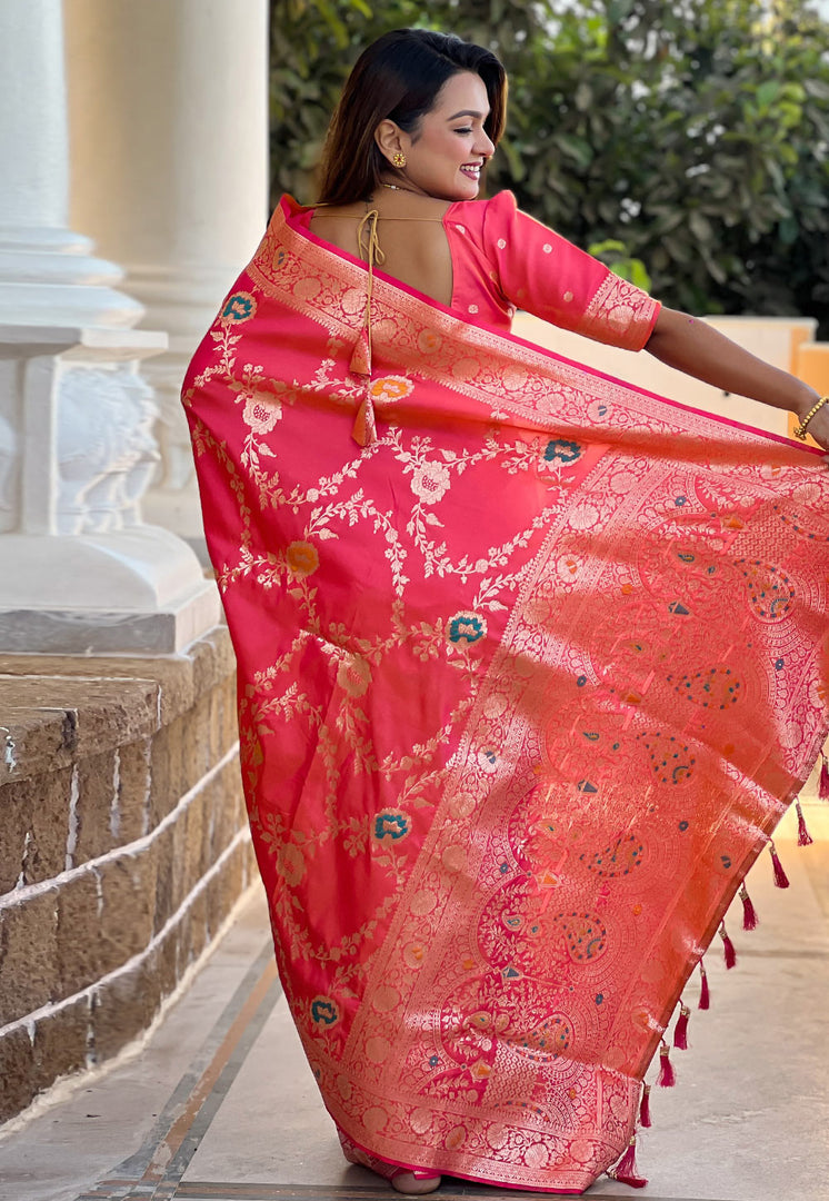 Pink Banarasi Silk Saree
