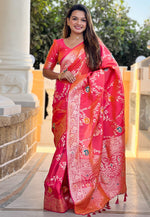 Load image into Gallery viewer, Pink Banarasi Silk Saree
