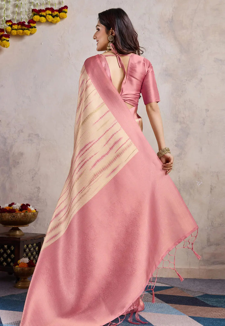 Pink Banarasi Silk Saree