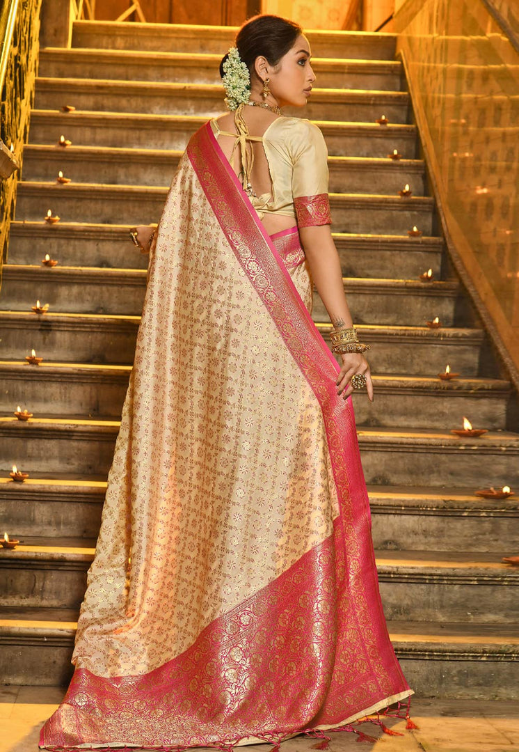 Pink Banarasi Silk Saree