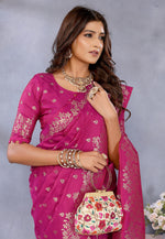 Load image into Gallery viewer, Pink Banarasi Silk Saree
