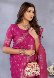 Pink Banarasi Silk Saree