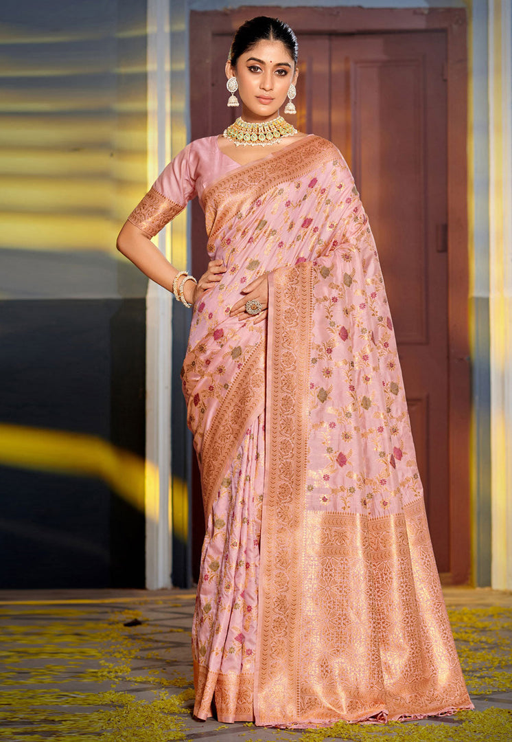 Pink Banarasi Silk Saree