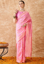 Load image into Gallery viewer, Pink Banarasi Silk Saree