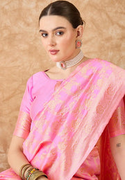 Pink Banarasi Silk Saree