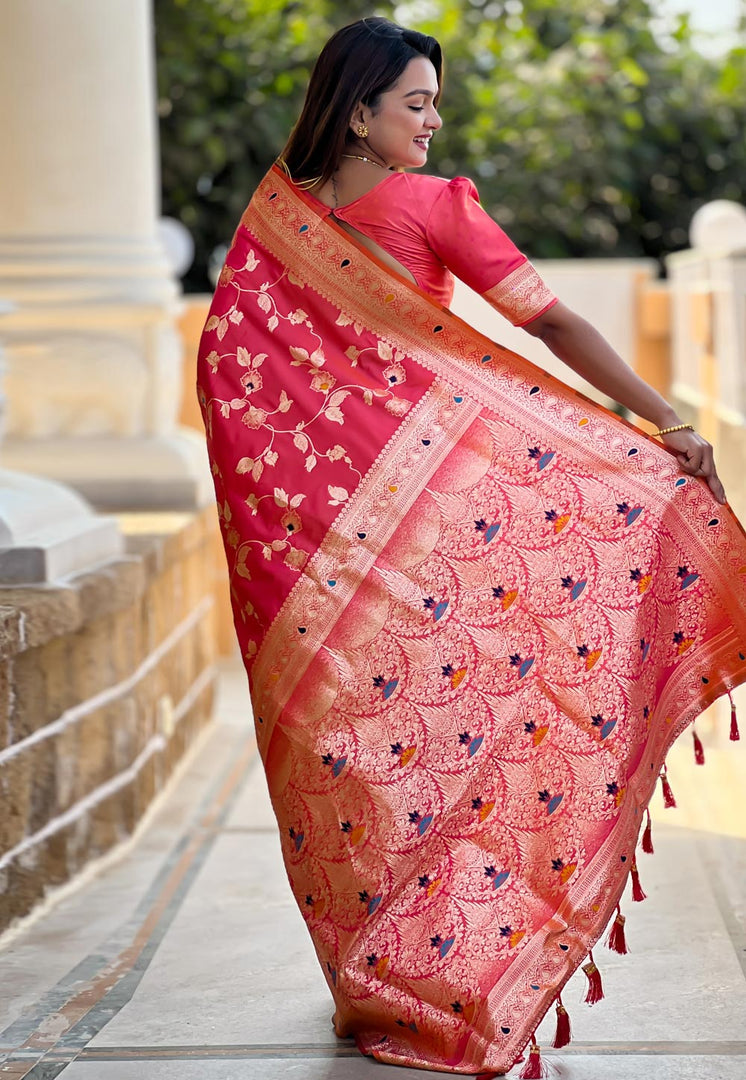 Pink Banarasi Silk Saree