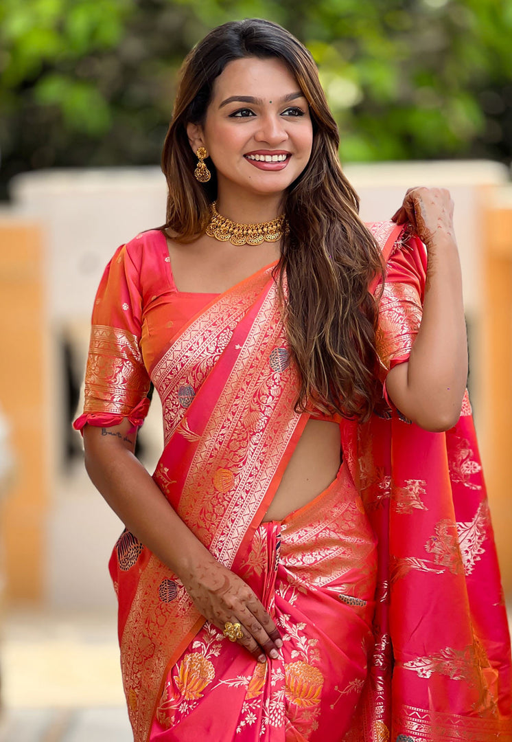 Pink Banarasi Silk Saree