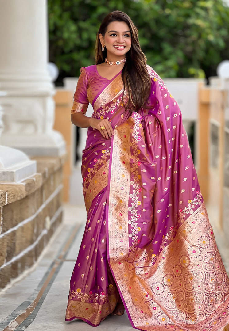 Pink Banarasi Silk Saree