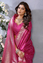 Load image into Gallery viewer, Pink Banarasi Silk Saree With Blouse
