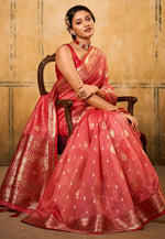 Load image into Gallery viewer, Pink Banarasi Silk Saree With Blouse
