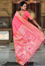 Load image into Gallery viewer, Pink Banarasi Silk Saree With Blouse
