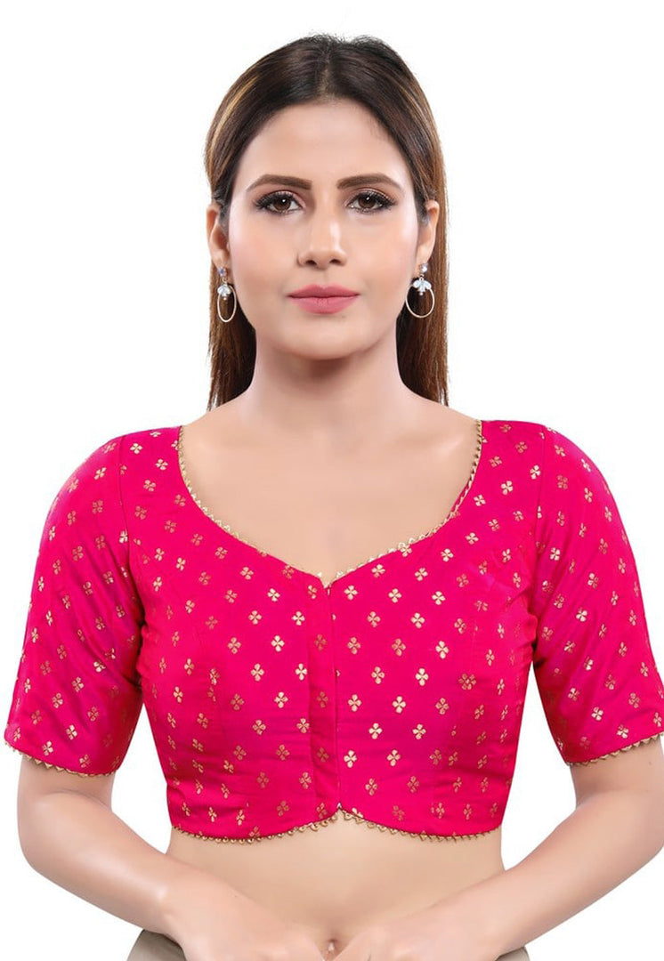 Pink Brocade Readymade Blouse