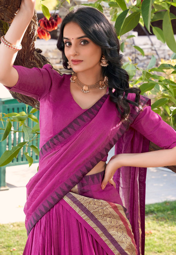 Pink Chanderi Circular Lehenga Choli