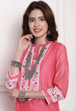 Load image into Gallery viewer, Pink Chanderi Long Kurti
