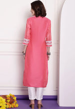 Load image into Gallery viewer, Pink Chanderi Long Kurti

