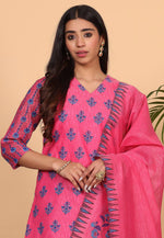 Load image into Gallery viewer, Pink Chanderi Readymade Pakistani Suit
