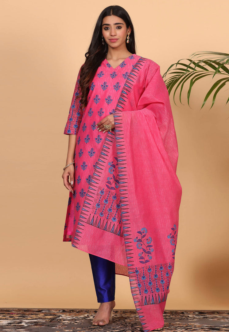 Pink Chanderi Readymade Pakistani Suit