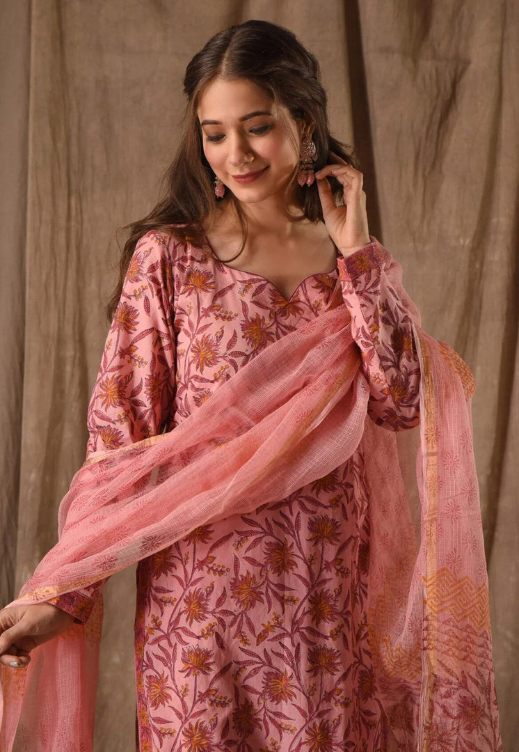 Pink Chanderi Readymade Pakistani Suit