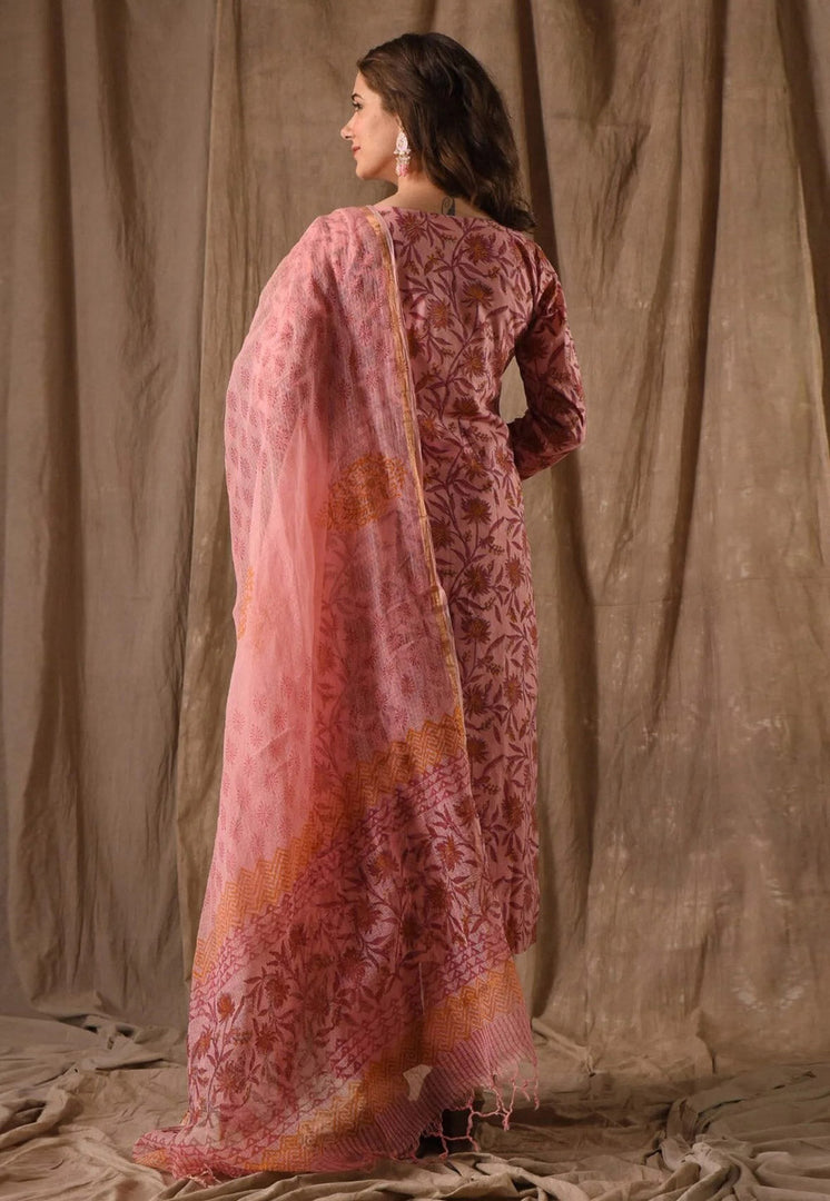 Pink Chanderi Readymade Pakistani Suit