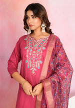 Load image into Gallery viewer, Pink Chanderi Readymade Pant Style Suit
