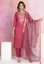 Load image into Gallery viewer, Pink Chanderi Readymade Pant Style Suit

