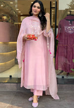 Load image into Gallery viewer, Pink Chanderi Silk Readymade Pakistani Suit
