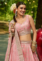 Load image into Gallery viewer, Pink Chiffon Lehenga Choli For Wedding
