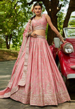 Load image into Gallery viewer, Pink Chiffon Lehenga Choli For Wedding
