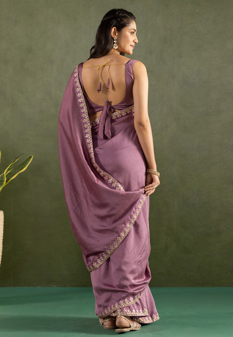 Pink Chiffon Lehenga Saree