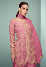 Load image into Gallery viewer, Pink Chinon Embroidered Pakistani Suit

