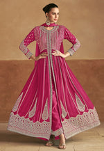 Load image into Gallery viewer, Pink Chinon Long Anarkali Suit
