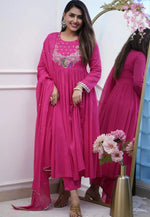 Load image into Gallery viewer, Pink Chinon Readymade Anarkali Suit

