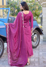 Load image into Gallery viewer, Pink Chinon Readymade Long Anarkali Suit
