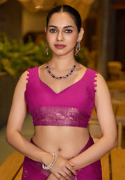 Pink Chinon Saree With Blouse