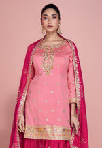 Load image into Gallery viewer, Pink Chinon Sharara Suit
